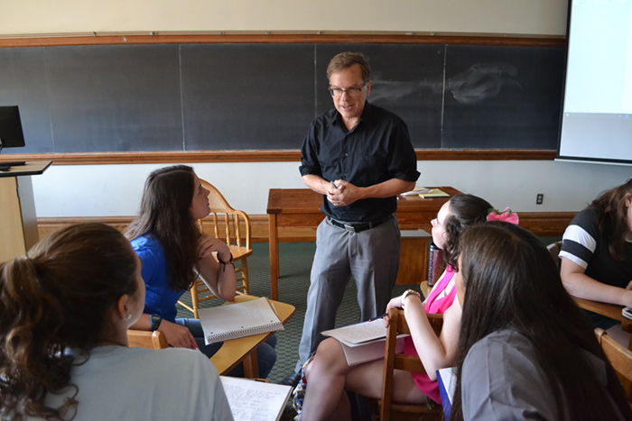 students and professor in class