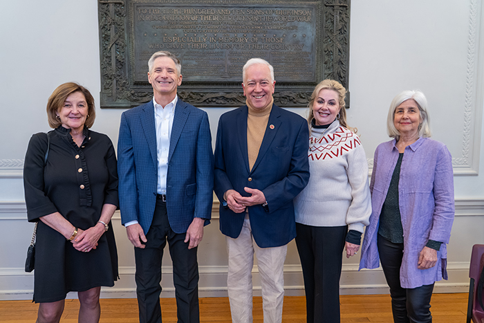 From left: Mimi Sheehy; Vince Sheehy '80; President John E. Jones '77, P'11; Beth Jones P'11; and Marjorie Speers '78. Photo by Ed Devos.