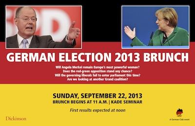 Poster advertising the German Club's Brunch to follow the 2013 Election.