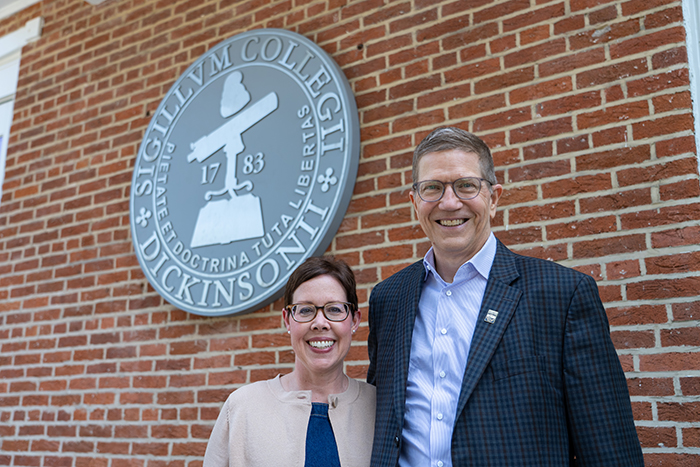 Mira and Greg Zimmerman '83 have long supported Dickinson students, faculty and programs. The college held a ceremony in their honor on July 23. Photo by Dan Loh.
