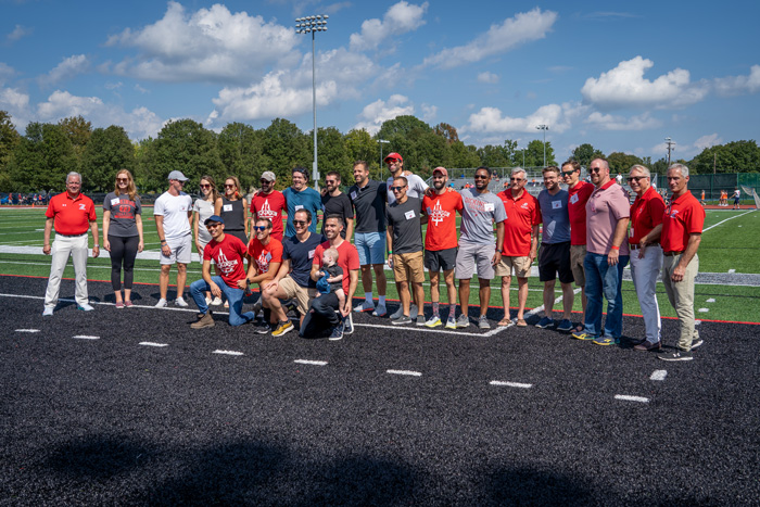 2020 and 2021 Athletics Hall of Fame inductees were recognized during half time of the Homecoming football game.