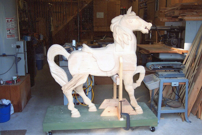 Raw finished carousel horse by  Richard Hepner ’60