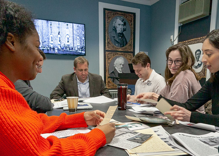 Students in Professor of History Matt Pinsker’s class explore historical records.