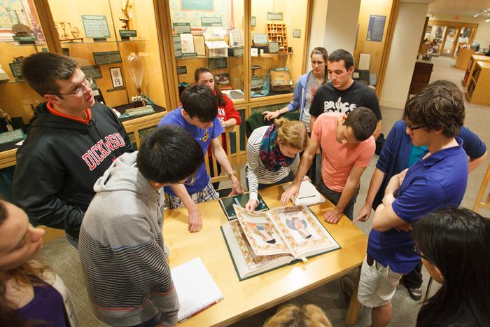 students in the archives