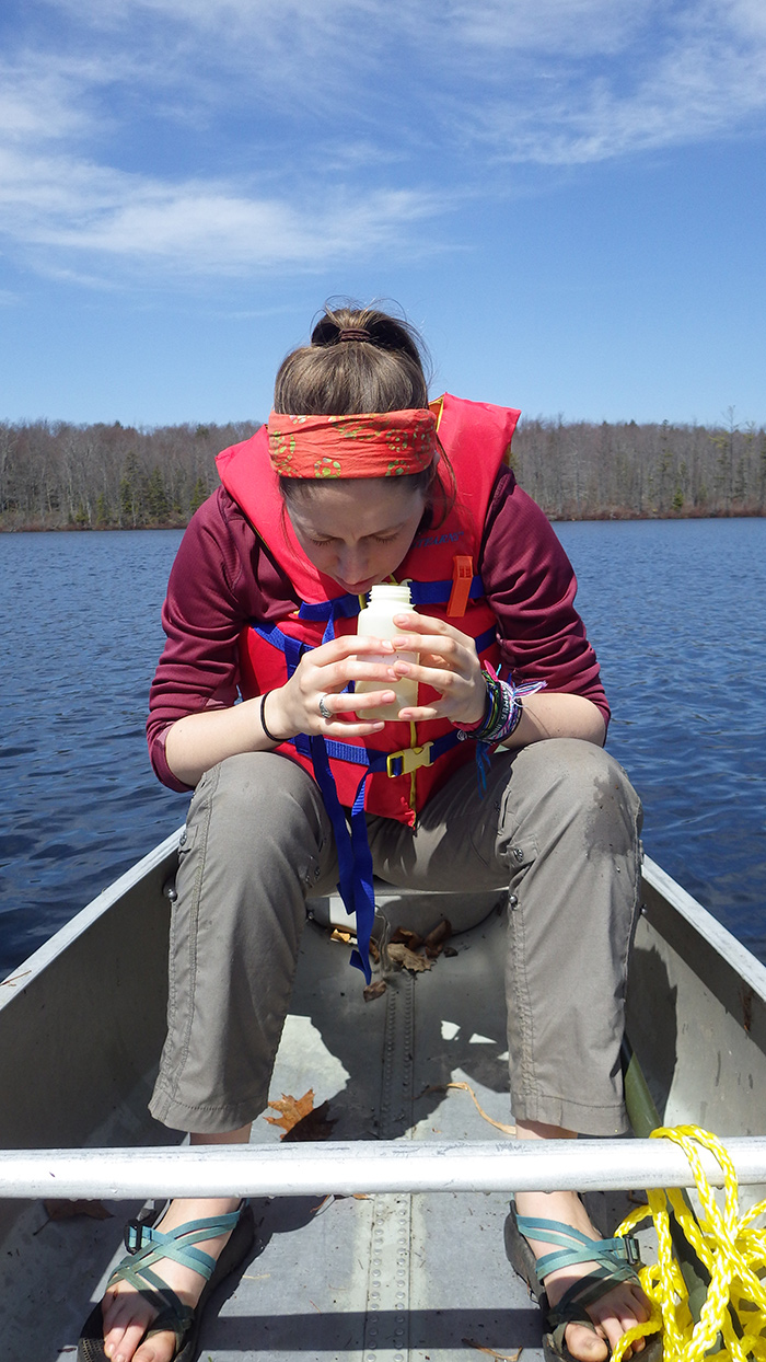 student testing water