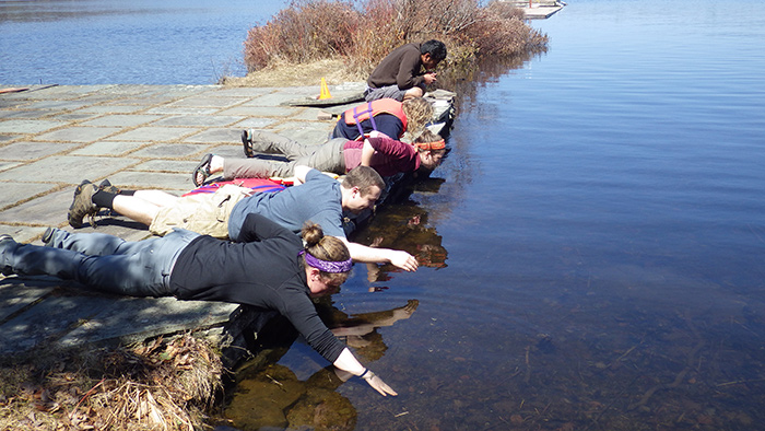 students testing water 