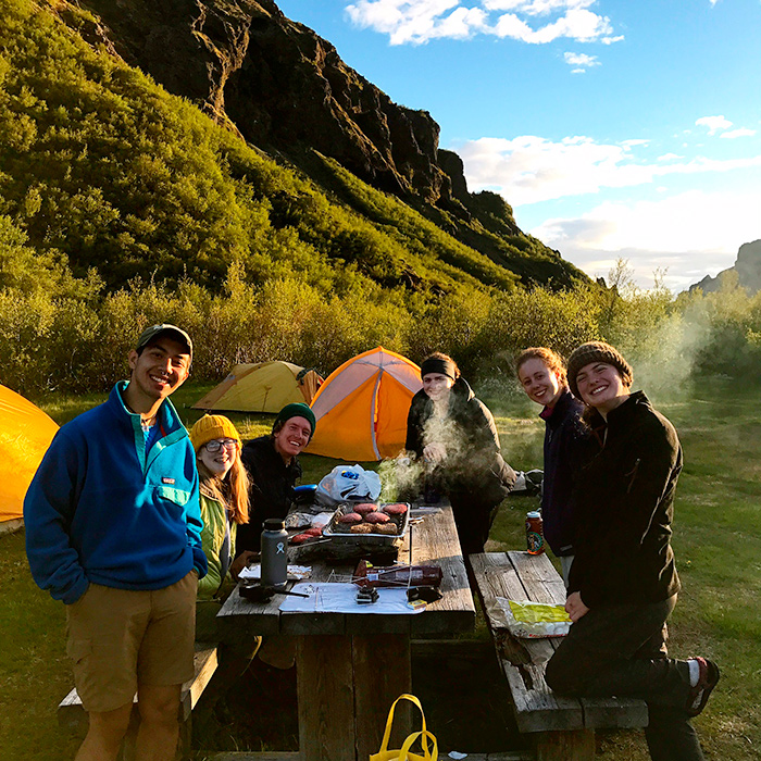 Students cooking out in Iceland