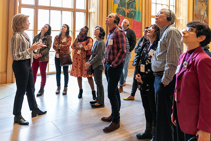 Philadelphia-area Dickinsonians gaze up at artwork in the Barnes Foundation collection during a private tour. Photo by Carl Socolow '77.