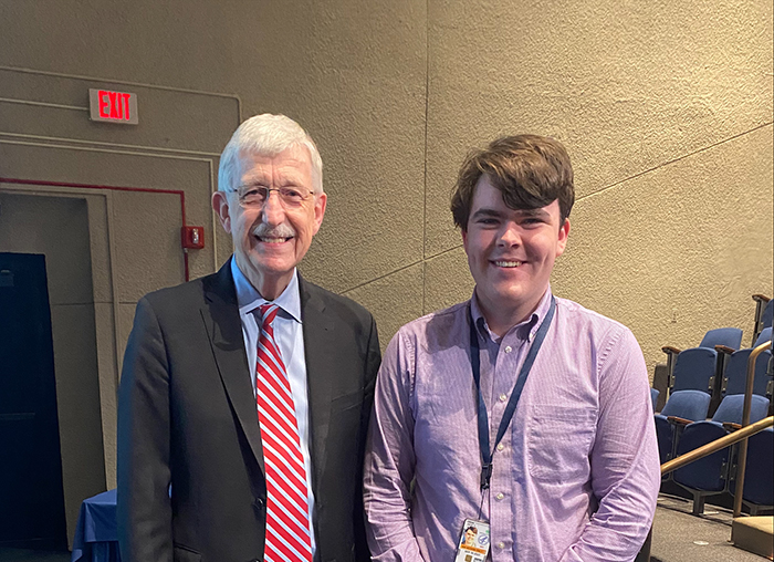 Jack Drda '24 with Dr. Francis Collins of the NIH National Cancer Institute.