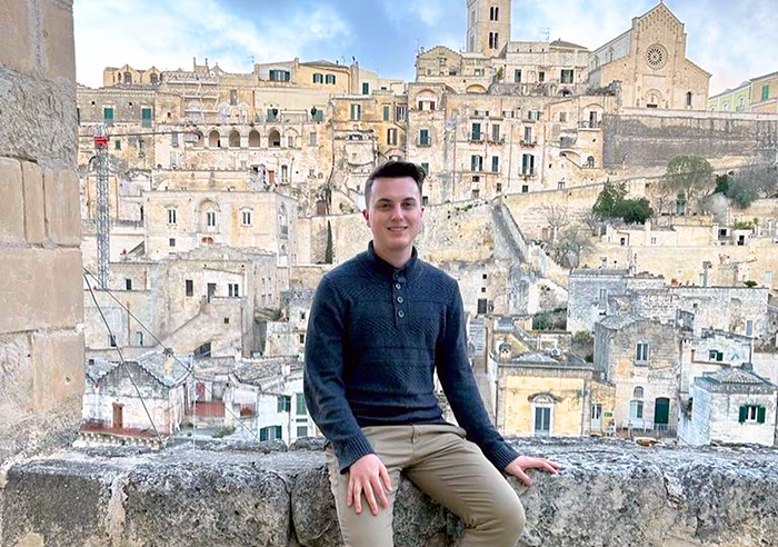 Jacob DeCarli '22 in Italy, where he's working as a Fulbright Teaching Assistant.