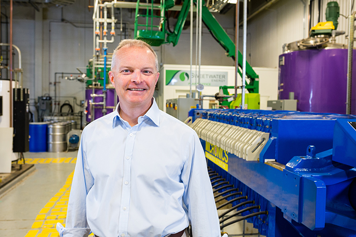 Keith Wilson at his Sweetwater Energy plant. Photo by John Schlia.