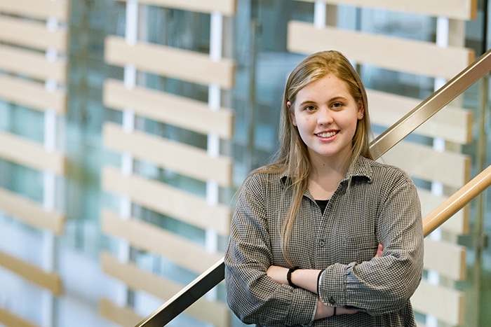 Sophie Kivlehan '21 in Rector, a favorite studying spot.