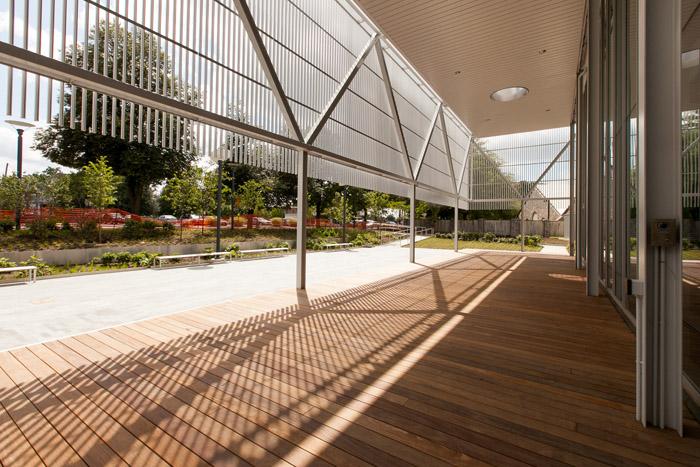 The outdoor stretching area at the Kline Center expansion