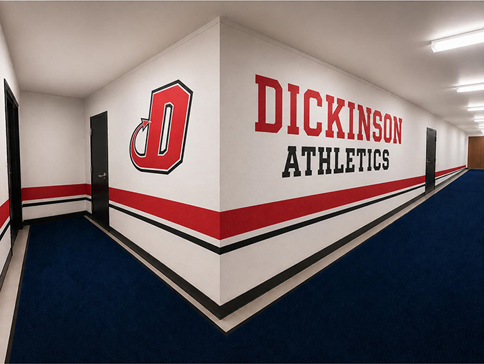 An artist's rendering of a new locker room for Red Devil swimmers.