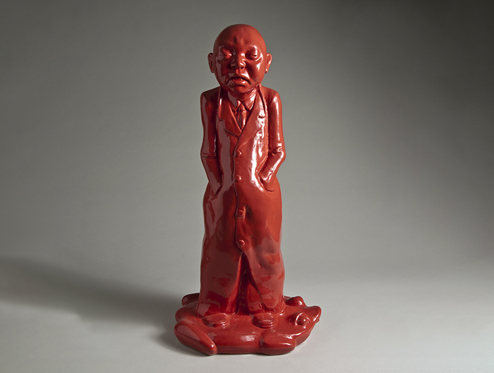 Li Chao, Man Standing on Frog, 2008, ceramic, 30.5 x 15 x 11 in. (77.47 x 38.1 x 27.94
cm). The Trout Gallery, 2010.2.