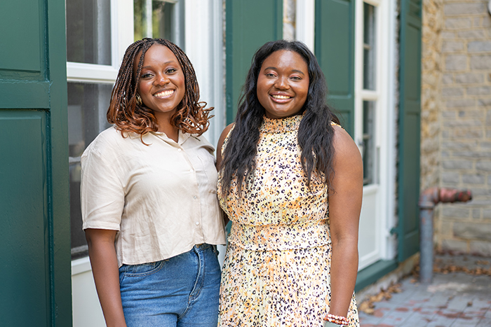 Ten years after their graduation from Dickinson, Marie-Noelle Nwokolo 16 (left) and Madonna Enwe '16 reconnected on campus in July. Both aim to improve lives in Africa.