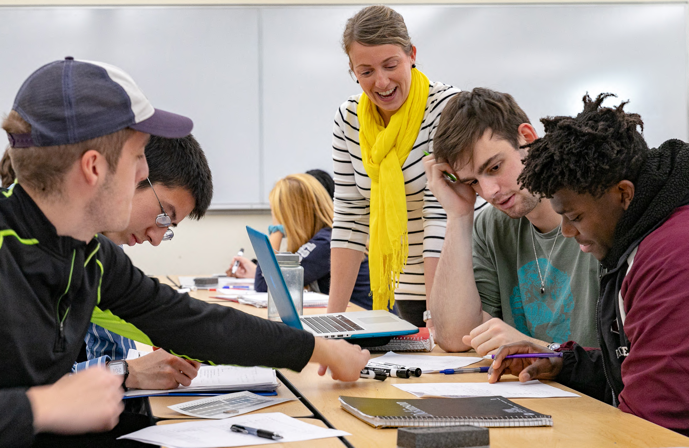 Students working in a math class