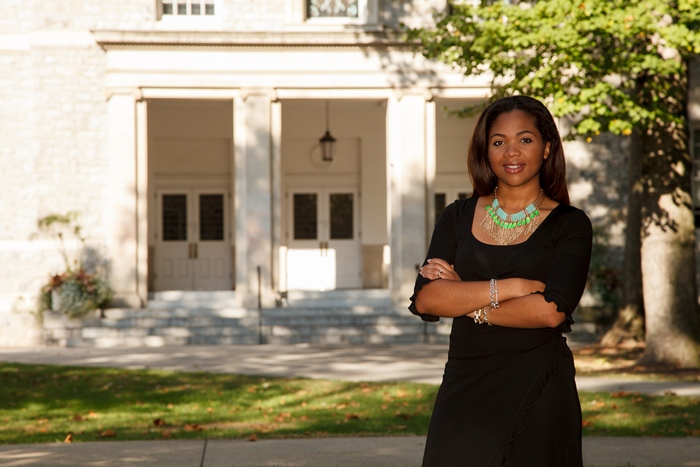 Diamond McClintock poses on campus