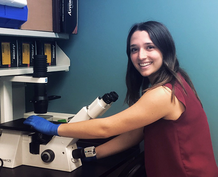 Madi McDole ’18 conducts research at Johns Hopkins.