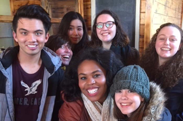 Front row, from left: Josh Bennett ’20, Chelsea-Mia Pierre ’18 and Cailin Smith ’18. Second row, from left: Sarah Benamati ’19, Asha Tran ’20 Lillian Carver ‘21 and Abby Duell ’20.