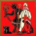 The traditional German figures of the Krampus along with Nikolaus.