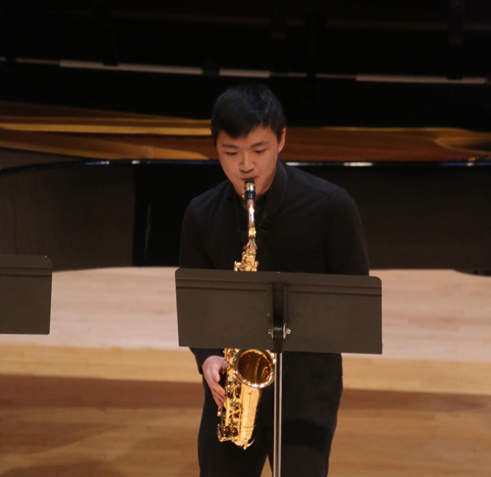 student musician performing at Dickinson College