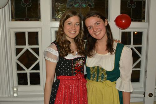This photo is of two girls at the German Club Oktoberfest 2014.