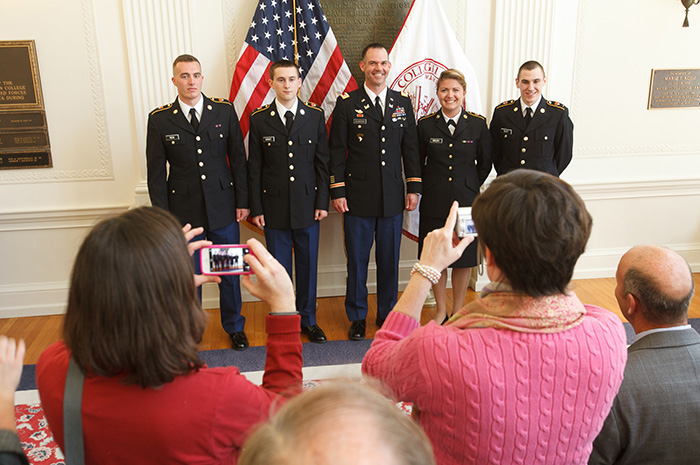 parents snap pictures of the four cadets who commissioned to the U.S. Army last week.