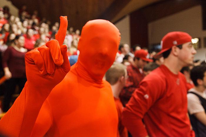 Basketball fans in the Kline Center