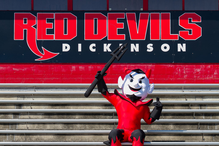 the red devil in the stands at Biddle Field