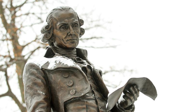 Benjamin Rush statue on the Dickinson campus. 