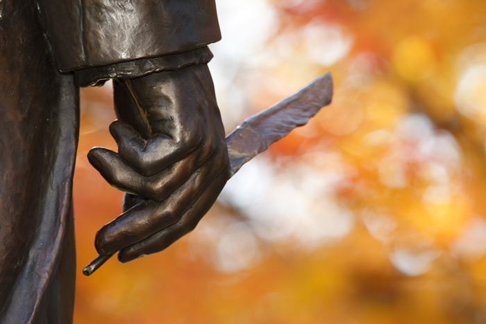 Rush Statue in the fall