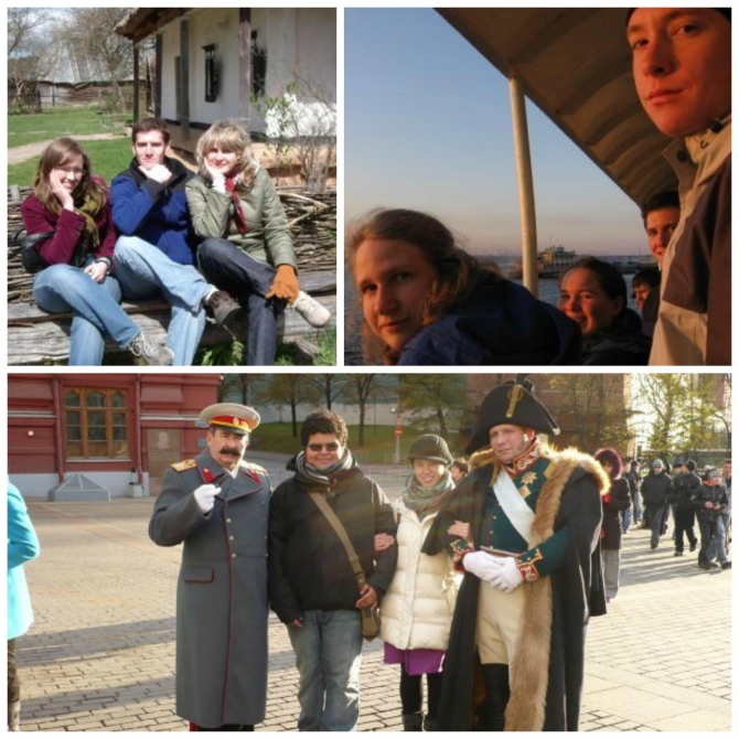 Various photos of students enjoying Russia.