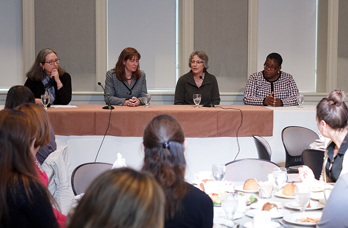 Amy Farrell, Stefanie Niles, President Nancy A. Roseman, Bronte Jones