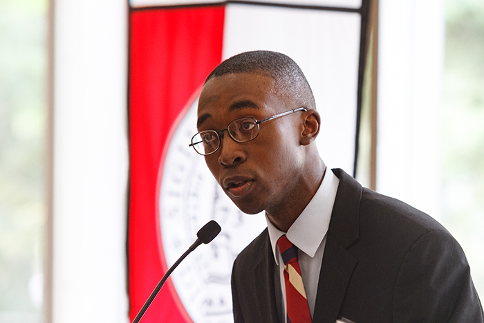 Edward Brown '18 delivers his Scholarship Luncheon address.