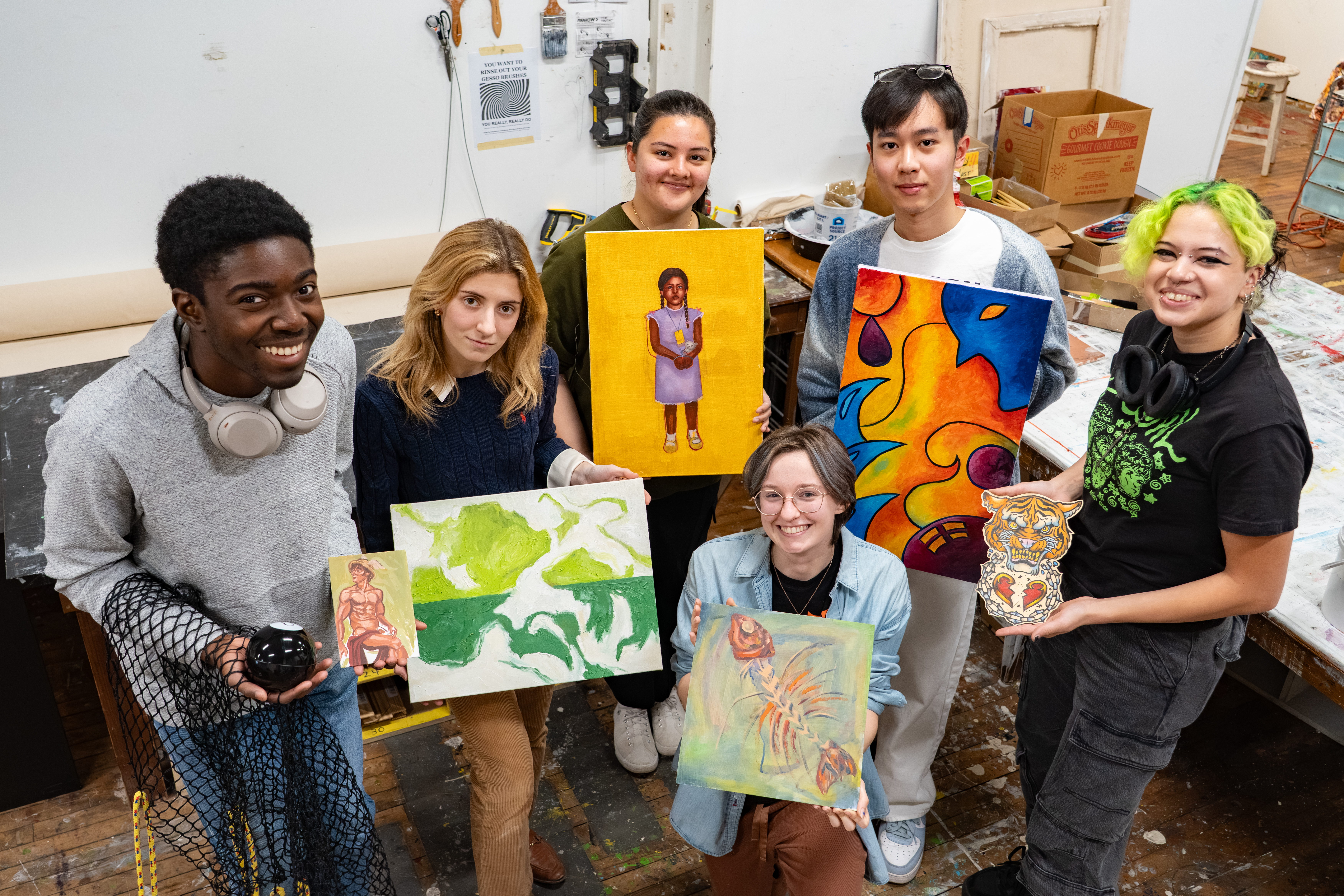 Students display works in progress in Goodyear Studios. Photo by Dan Loh.