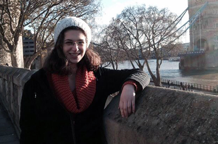 Shayna Solomon '16 poses outside of the Tower of London. Photo courtesy of Solomon.