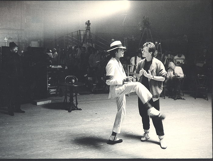 Vincent Paterson and Michael Jackson on the set of "Smooth Criminal."