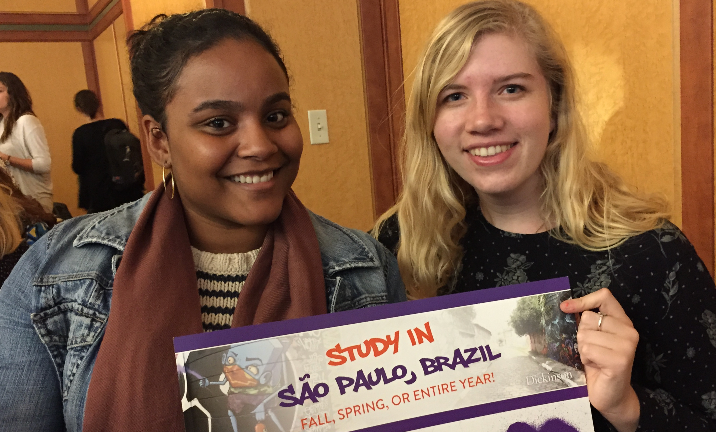 Students promoting the study abroad program in Brazil in 2015