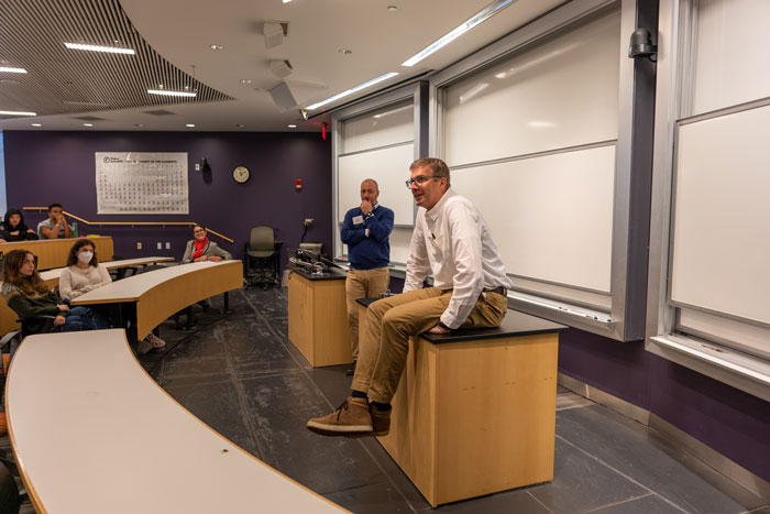 Steve Smith in a classroom