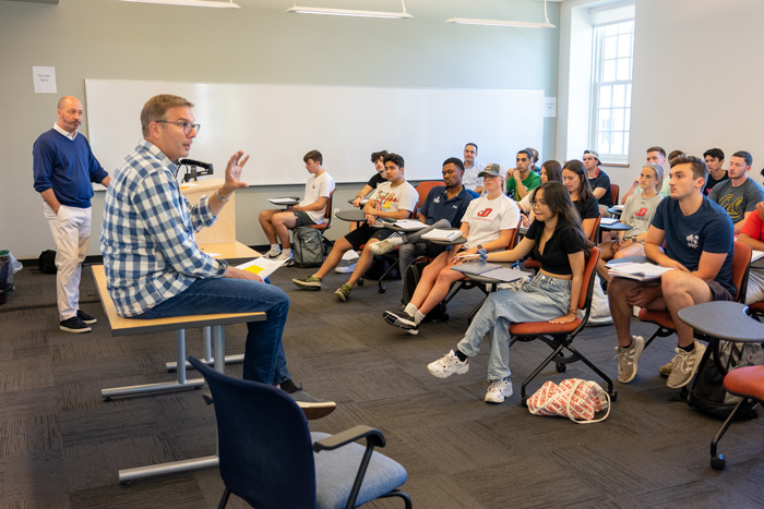 Steve Smith addresses a class