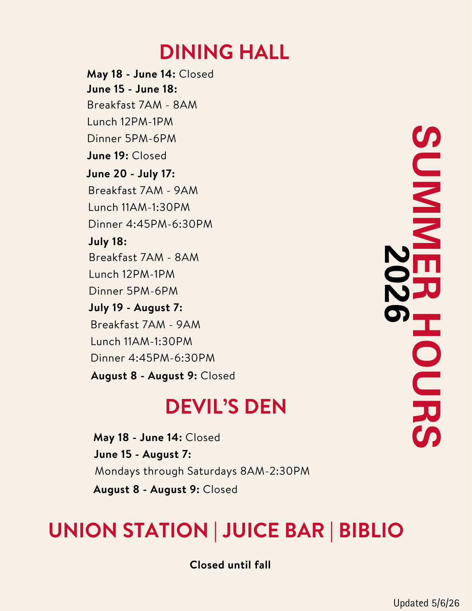 summer hours