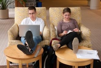 Students studying in the library.