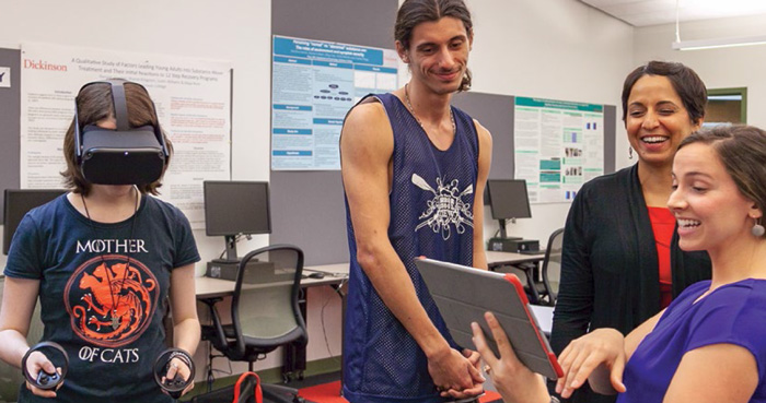 Students using VR in the classroom