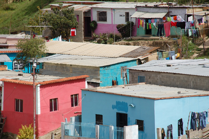 Tops of building in a Venezuelan town.