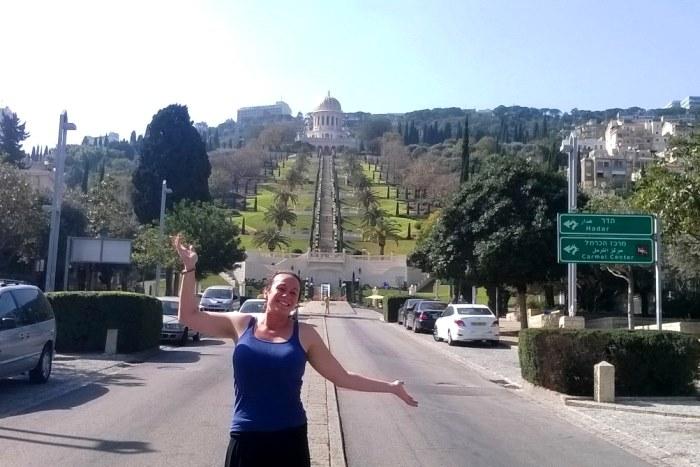 Rachel Winner at the Baha'i Gardens in Israel