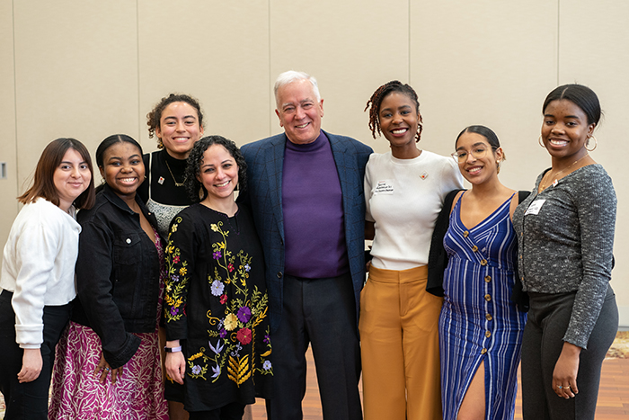Ally Day is a time for Dickinsonians who do not identify as women of color to come to the summit and learn how to be effective allies. President John E. Jones III '77, P'11, (center) attended this year's Ally Day. Photo by Dan Loh.