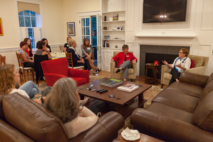 Dickinson kicked off its first Women's Leader Summit with a fireside chat with President Margee Ensign. Photo by Carl Socolow '77.
