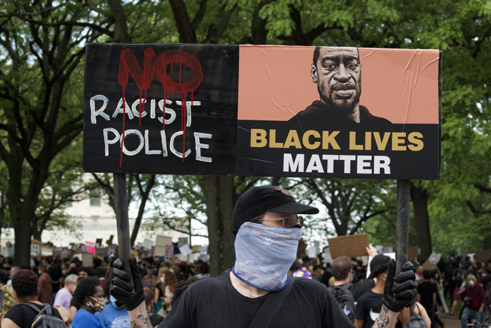 Photo of summer 2020 Black Lives Matter protest by Emmerson Rains '21.