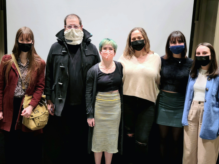 Associate Professor of American Studies Darren Lone FIght, second from left, poses with students enrolled in his current senior seminar.  Earlier, the students discussed their thesis projects with esteemed visiting historian Tiya Alicia Miles.